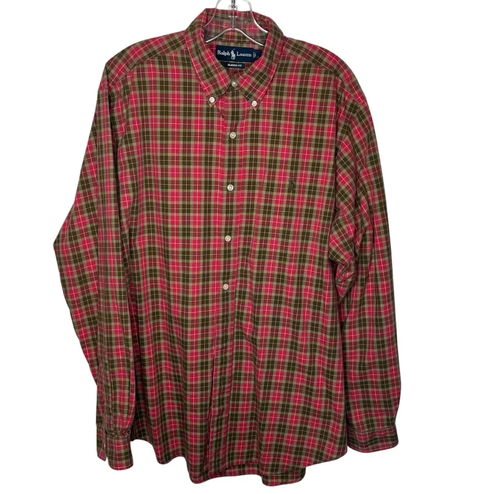 Polo Ralph Lauren Sz XL Plaid Check Classic Fit Button Down Shirt Long Sleeve
